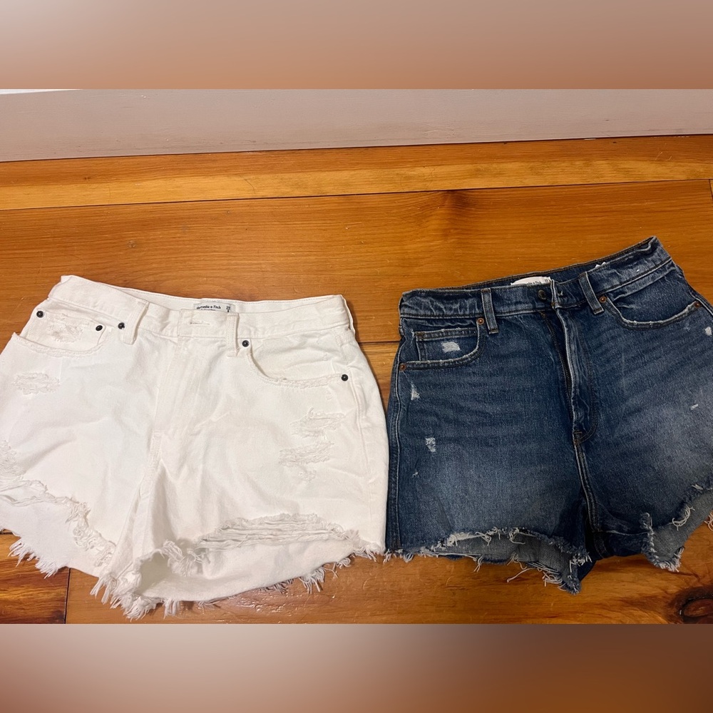 Abercrombie and Fitch denim shorts curve love size 8. $40 for both pairs.